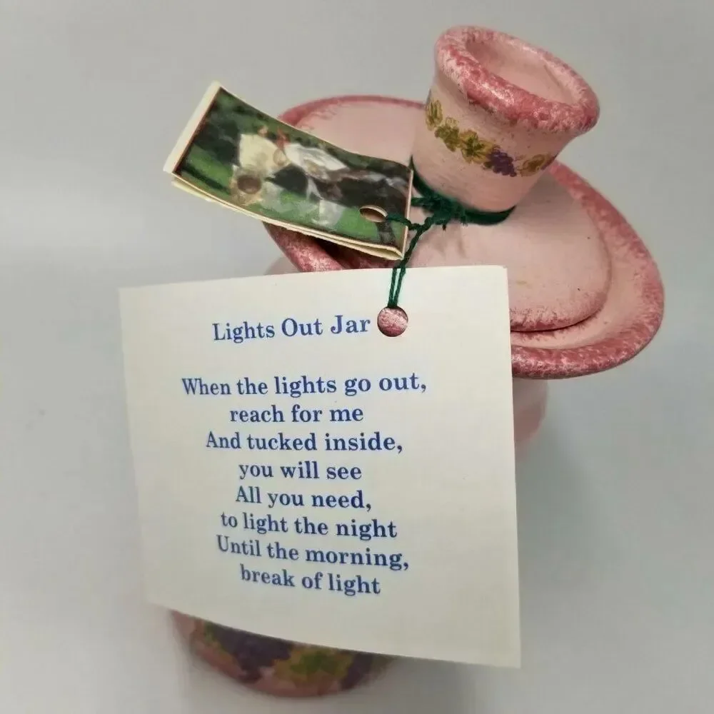 Vintage 90s Pink Hand Painted Ceramic Lights Out Votive Taper Candles Pink